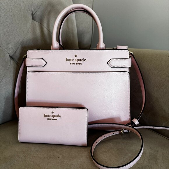 kate spade Handbags - Kate Spade Staci Medium Satchel & Staci Large Slim Bifold Wallet Chalk Pink